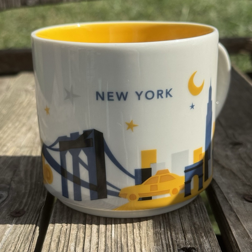 Starbucks New York You Are Here Collection 14oz Mug Yellow Interior NYC